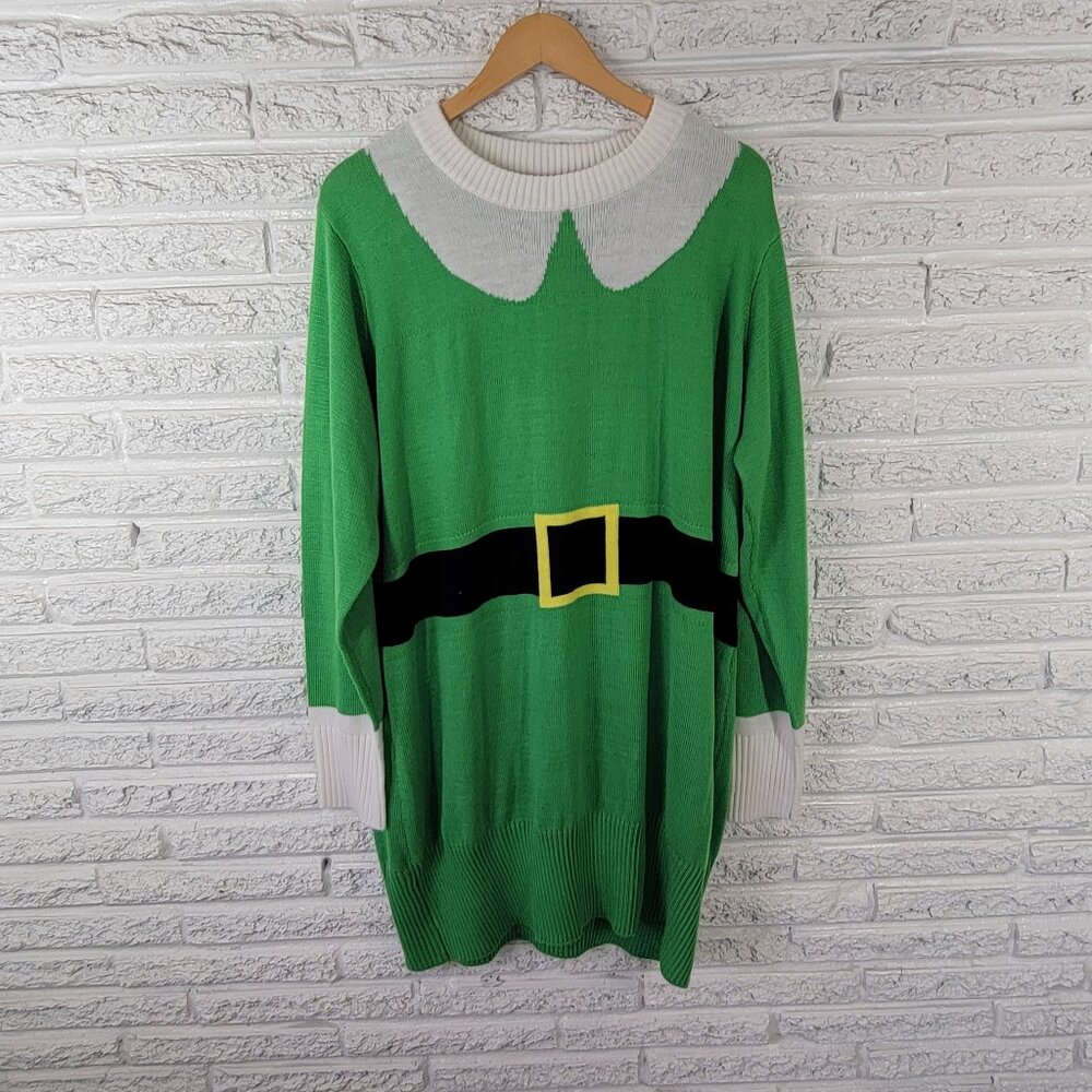 Tipsy Elves XXL Green Christmas Sweater Dress Mini Knit Long Sleeve SWE139E